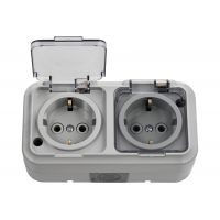 Розетка 2-м РА16-303(02) о/п IP54 з/к серый прозрачная крышка Пралеска Аква  05514