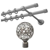 Карниз ков. раздвижной 2-х ряд лист 1,6-3,0 серебро-матов 16*19мм