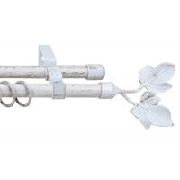 Карниз кованый раздвижной 2-х ряд лист 1,6-3,0 белое-золото 16*19мм