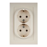 Розетка в сборе двойная 16А с заземлением бежевая  ATLAS DESIGN  ATN000224