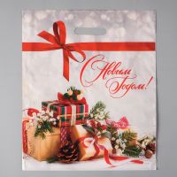 Пакет п/э с вырубной ручкой новогодний 38*45см  4601323/ 56615