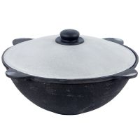 Казан 4,5л узбекский чугунный с ал. крышкой, плоское дно  200-370