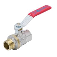 Кран шаровой латунь никель 1003 Euro Ду 20 Ру40 ВР/НР полнопроходной рычаг красный Aquasfera 1003-02