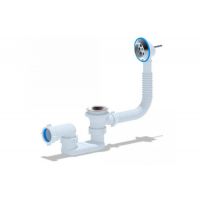 Сифон для ванны Ани Пласт Е050 1½"х40 плоск проб/цеп нерж/сетка  025-0545