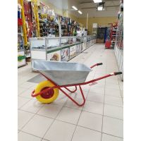 Тачка строительная 110л красная/зеленая (литое колесо)