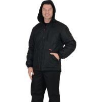 Куртка "Сириус-ПРАГА Люкс" удлиненная с капюшоном, Цвет: Черный, Размер: 88-92/170-176