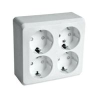 ЭТЮД Розетка РА 16-208В 4-я с/з о/у со шторкой белая 21943