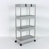 Тележка 4-х ярусная серая пластик/нерж.сталь 13219