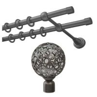 Карниз ков. раздвижной 2-х ряд ажур 1,6-3,0 чер.никель 16*19мм