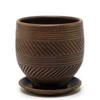 Горшок Страйп шоколад овал 15*16 81-105