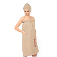 Накидка вафельная + чалма для женщин 14,5*78 см  11-585