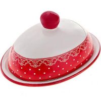 Маслёнка с крышкой 2 пр Красный Узор Loraine 25811