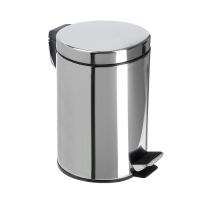 Контейнер для мусора металл, 8 л, круглый, педаль, хром, B09-8L/ Y8-2722