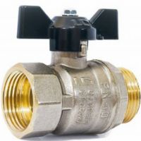 Кран шаровой латунь никель Pride Ду 15 Ру40 НР бабочка черная аналог 11б27п1 LD 47.15.Н-Н.Б 109-0596