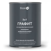 Грунт-эмаль по ржавчине Elcon 3в1 графит 0,8кг. 11613506