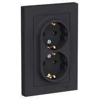 Розетки 2-м с заземл. 16А карбон в сборе ATLAS DESIGN ATN001024/ 465544