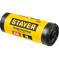 Мешки для мусора 300л 10шт STAYER особопрочные, чёрные, HEAVY DUTY 39157-300