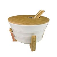Набор салатник 25см. с 2 ложками и крышкой на подставке BAMBOO Фарфор 140-167