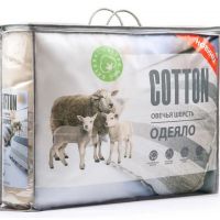 Одеяло 2-сп Cotton 172*205см, Овечья шерсть 70%, 320 г/м2,  чехол 80% хлопок, , 662