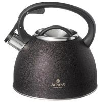 Чайник 2,5л нерж со свистком черный матовый AGNESS 907-251/543940