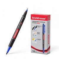 Маркер перманентный двухсторонний синий ErichKrause 48184