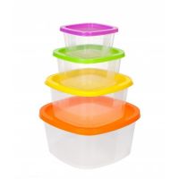 Контейнер для продуктов BioFresh набор 4шт (0,23/0,5/0,9/1,55л),квадрат IS10507 Spark Plast  808929