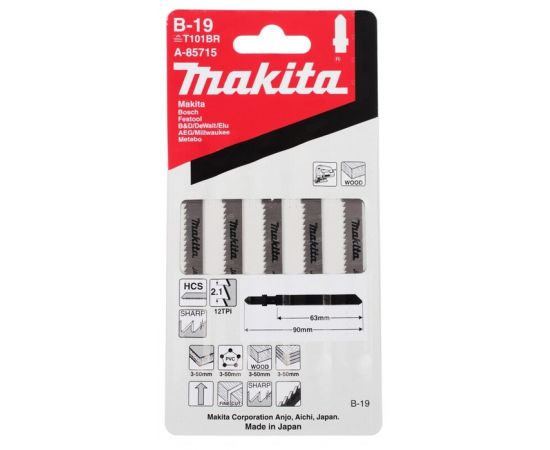 Лобзиковая пилка Makita В-19 для декор.материалов 5шт  А-85715