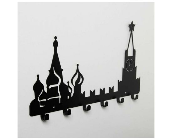 Вешалка интерьерная настенная на 6 крючков «Москва», цвет чёрный 5417599