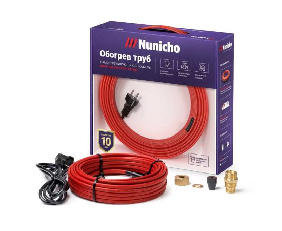 Греющий кабель в трубу NUNICHO 10 Вт/м 4м