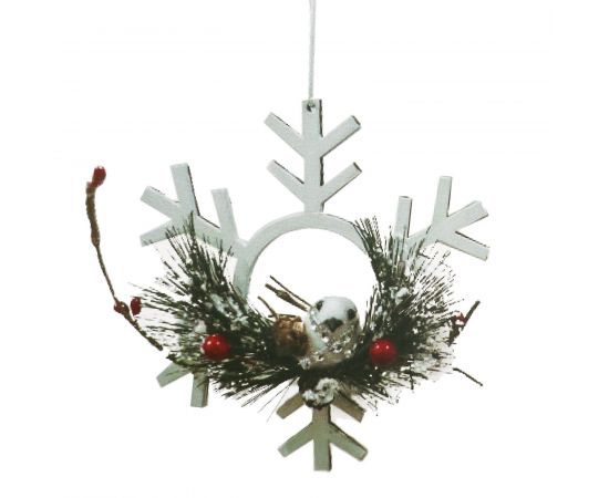 Набор для творчества - создай ёлочное украшение «Снежинка с птичкой», цвет белый 4304311