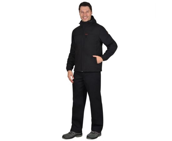 Куртка софтшел черная с капюшоном 11635 Сириус-Азов, Размер: 112-116/170-176