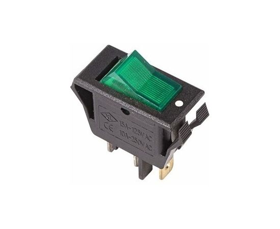 Выкл. клавишный ON-OFF 15A (3c) зеленый с подсветкой Rexant 36-2226
