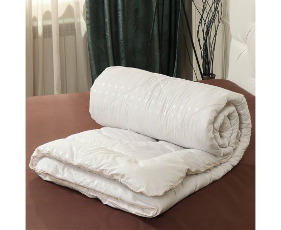 Одеяло 2-спальное, 172х205 см, Овечья шерсть, 350 г/м2, зимнее, чехол 100% хлопок, кант