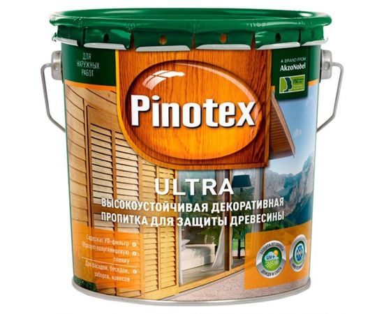 Пинотекс Ультра 2,7л бесцветный Влагостойкая лазурь с воском для защиты древесины / Pinotex Ultra /