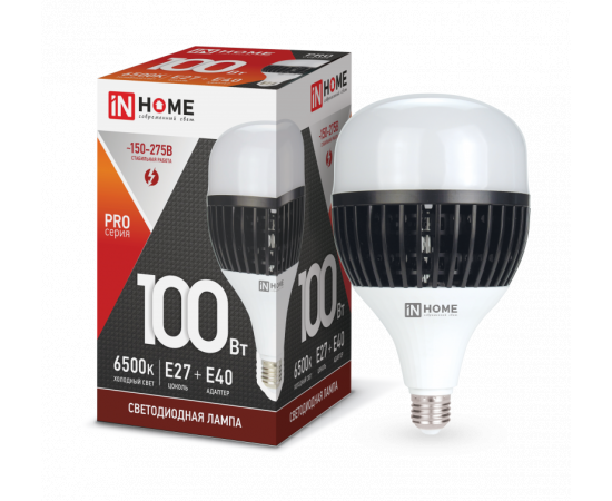 Лампа LED HP-PRO 100Вт 230В E27/E40 6500К 9500Лм IN HOME  35697