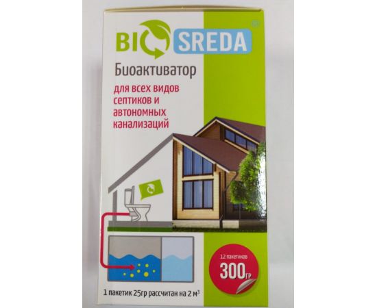Биоактиватор BIOSREDA д/септиков 300гр 12 пакетиков