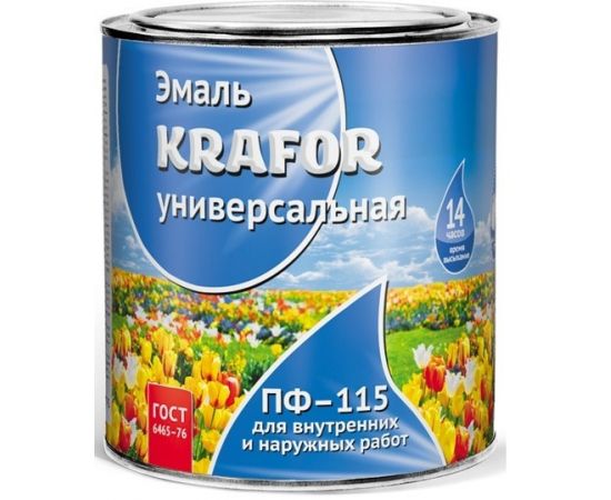 Эмаль ПФ-115 KRAFOR 0,8кг Красная  26019/206143