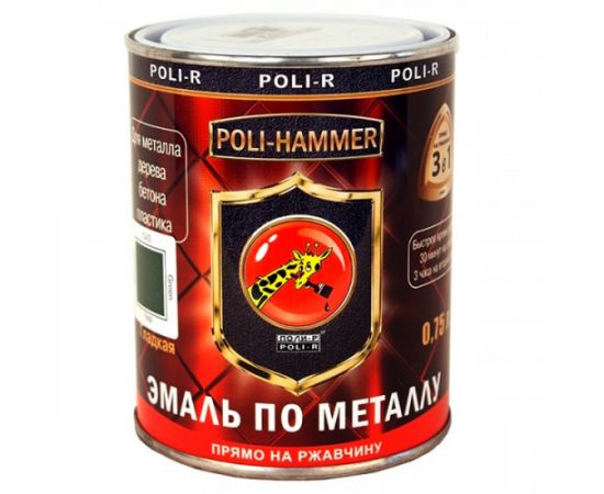 Грунт-эмаль POLI - HAMMER гладкая зелёная 0,25л. (1243)  14340