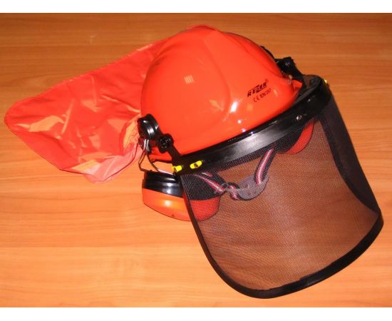 Каска  HSK 4100 (щиток сетка,наушники,пелерина)