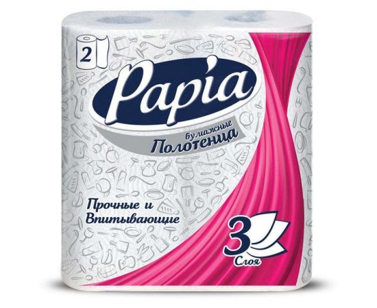 Бумажные полотенца PAPIA  DECOR 3-х слойн. 2 рулона