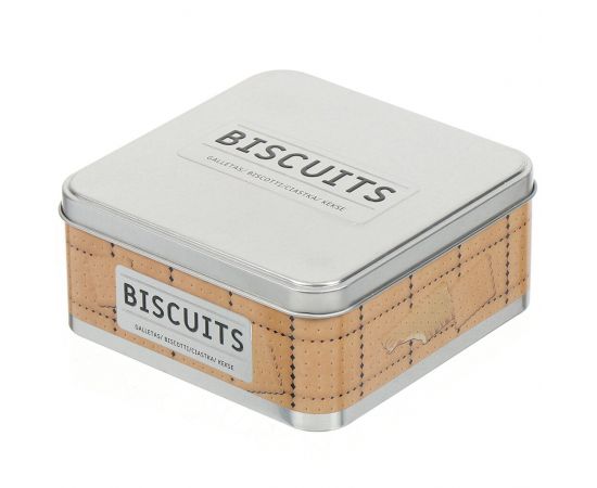 Банка для сыпучих продуктов, металл, 15х15х7 см, с крышкой, Печенье, Y4-4389 387079