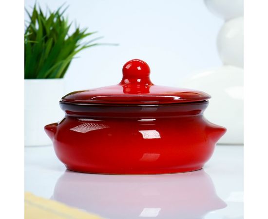 Горшок для запекания красный 0,7л  0379