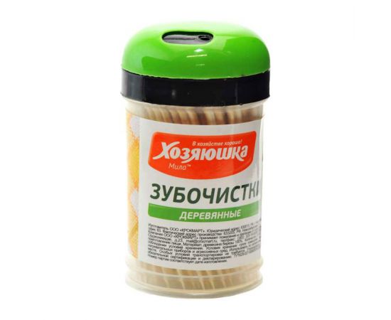 Зубочистки Хозяюшка бамбуковые, баночка 200 шт.