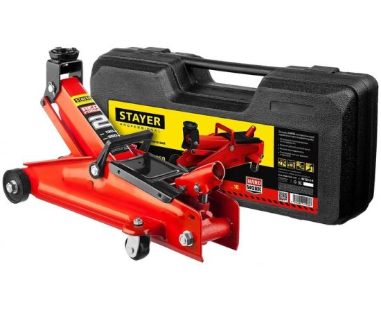 Домкрат Stayer R-28 подкатной 2т 130-350мм в кейсе 43153-2-К