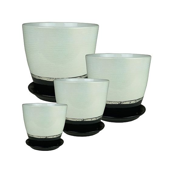 Горшок ЭСТЕТ РС151 бутон  компл белый-серебро,черный-серебро 5,4л, изображение 2