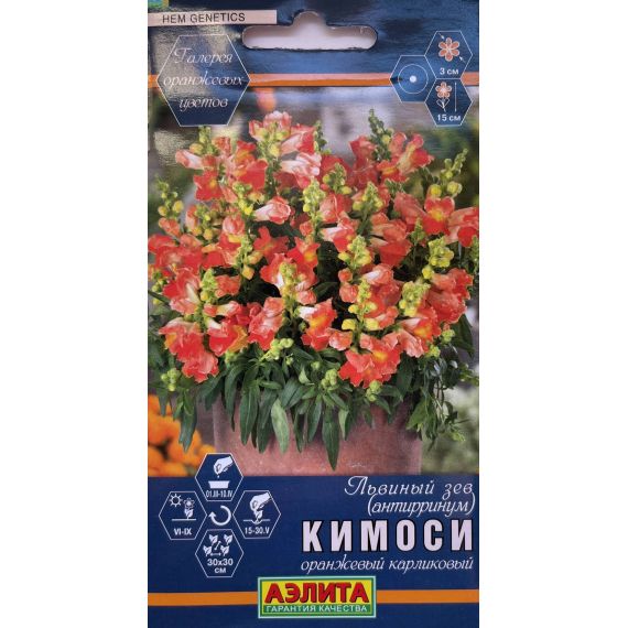 Семена Аэлита Антирринум (львиный зев) Кимоси оранжевый карликовый 0,05г