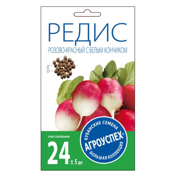 Семена АГРОУСПЕХ РЕДИС РОЗОВО-КРАСНЫЙ С БЕЛЫМ КОНЧИКОМ 5г 55557,72926/212121
