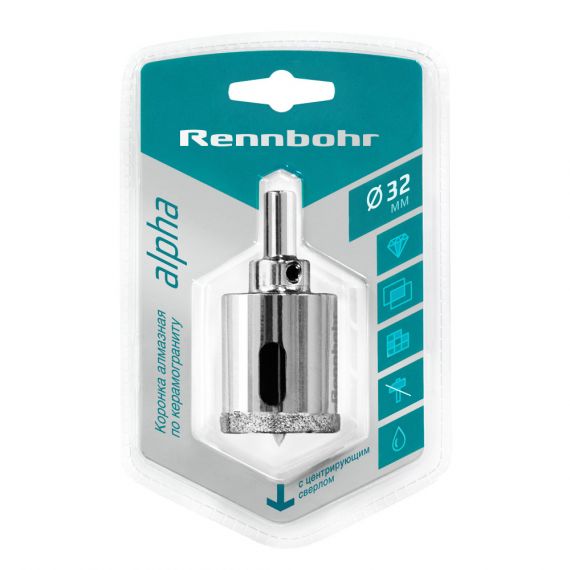 Коронка алмазная 32мм Rennbohr по керамограниту и керамике  676232