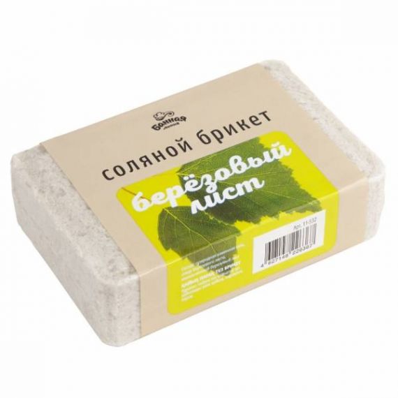 Соляной брикет 1,2кг Березовый лист БАННАЯ ЛИНИЯ 11-532
