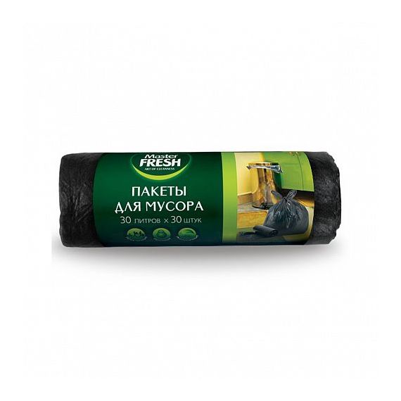 Пакеты д/мусора Мастер Фреш черные 30л